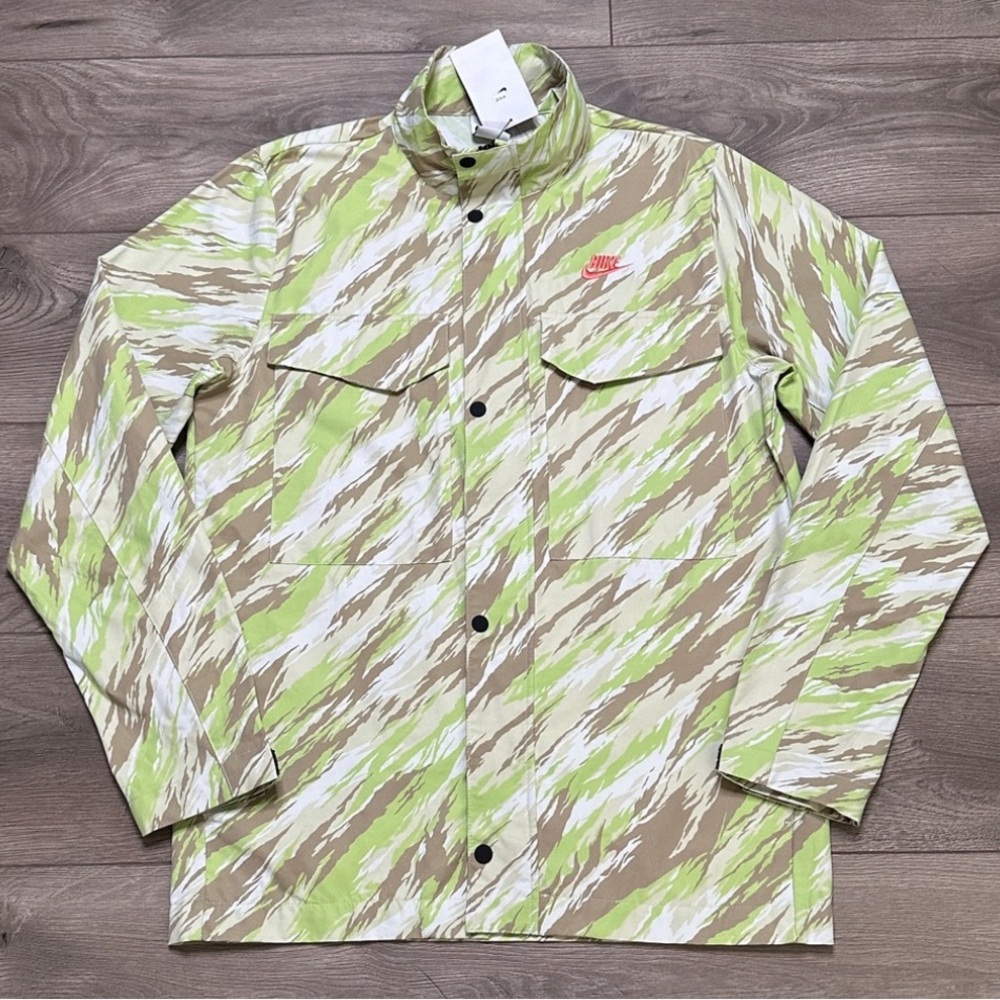 Nike Sportswear Essentials Woven M65 Jacket‎ Lime Glow Green Camo Size Medium